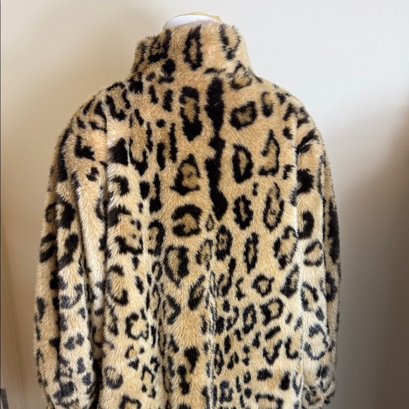 Faux Fur Leopard Print Coat Vintage 80s Large XL - Picture 7 of 9